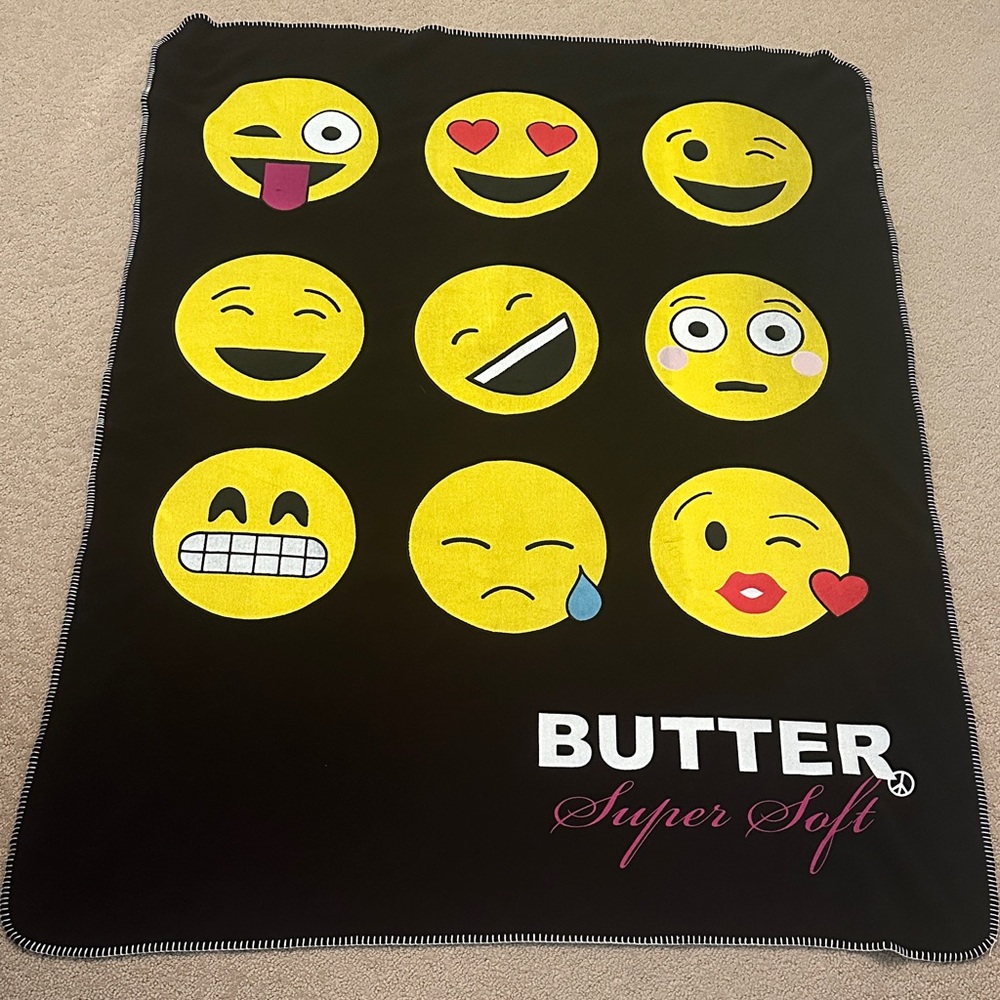 Butter Kids Emoji Large Blanket